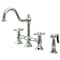 Kingston Brass KS3791AXBS Restoration Bridge Kitchen Faucet W/ Brass Sprayer, Chrome KS3791AXBS - alternate 1